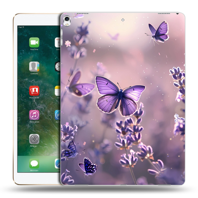 Силиконовый чехол на Ipad Pro 12.9 (2017) с принтом бабочки и лаванда Силиконовый чехол на Ipad Pro 12.9 (2017) с принтом бабочки и лаванда
