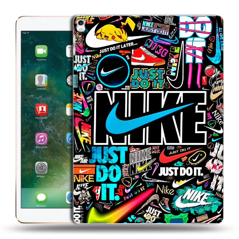 Силиконовый чехол на Ipad Pro 12.9 (2017) с принтом найк nike черный Силиконовый чехол на Ipad Pro 12.9 (2017) с принтом найк nike черный