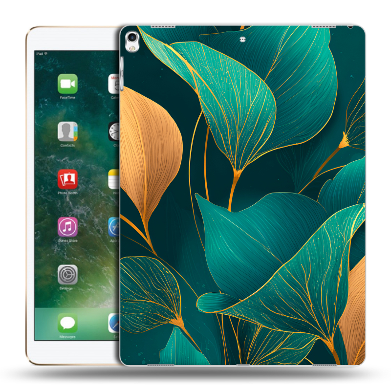 Силиконовый чехол на Ipad Pro 12.9 (2017) с принтом Листья и золото Силиконовый чехол на Ipad Pro 12.9 (2017) с принтом Листья и золото