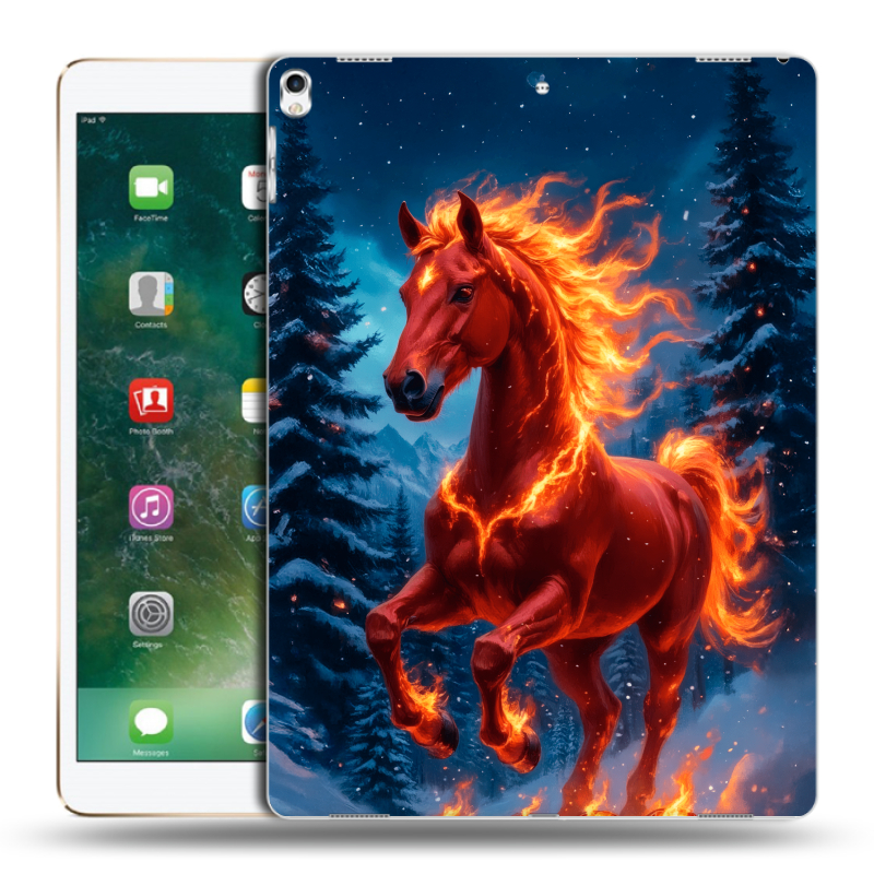Силиконовый чехол на Ipad Pro 12.9 (2017) с принтом Новый год коня Силиконовый чехол на Ipad Pro 12.9 (2017) с принтом Новый год коня