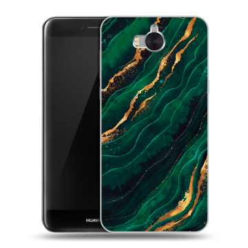Силиконовый чехол на Huawei Y5 (2017) с принтом Мрамор зеленое золото Силиконовый чехол на Huawei Y5 (2017) с принтом Мрамор зеленое золото