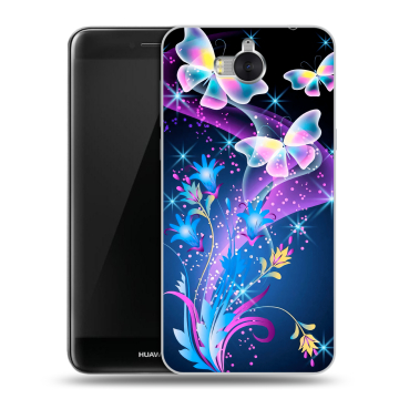 Силиконовый чехол на Huawei Y5 (2017) с принтом Бабочки Силиконовый чехол на Huawei Y5 (2017) с принтом Бабочки