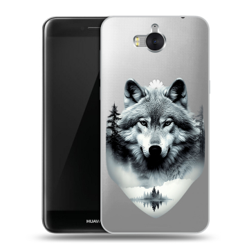 Силиконовый чехол на Huawei Y5 (2017) с принтом Волк в лесу