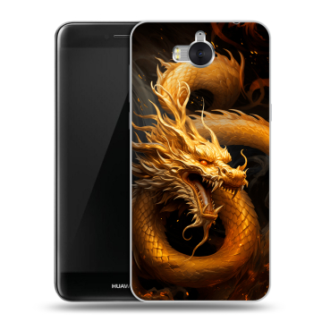 Силиконовый чехол на Huawei Y5 (2017) с принтом Золотой дракон Силиконовый чехол на Huawei Y5 (2017) с принтом Золотой дракон