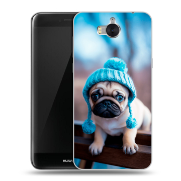 Силиконовый чехол на Huawei Y5 (2017) с принтом Мопс в шапке