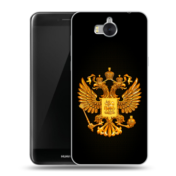 Силиконовый чехол на Huawei Y5 (2017) с принтом Герб России желтый Силиконовый чехол на Huawei Y5 (2017) с принтом Герб России желтый