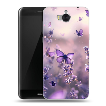 Силиконовый чехол на Huawei Y5 (2017) с принтом бабочки и лаванда Силиконовый чехол на Huawei Y5 (2017) с принтом бабочки и лаванда