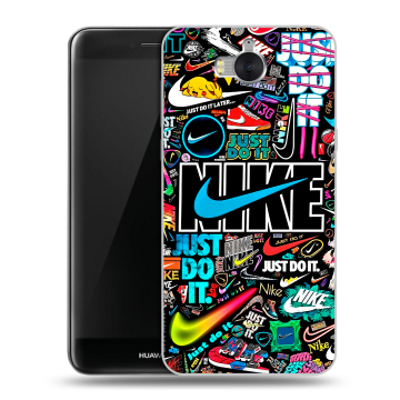 Силиконовый чехол на Huawei Y5 (2017) с принтом найк nike черный Силиконовый чехол на Huawei Y5 (2017) с принтом найк nike черный