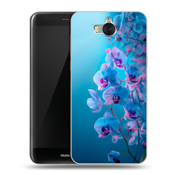 Силиконовый чехол на Huawei Y5 (2017) с принтом голубые орхидеи