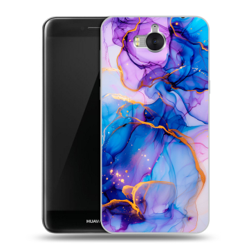 Силиконовый чехол на Huawei Y5 (2017) с принтом синий мрамор Силиконовый чехол на Huawei Y5 (2017) с принтом синий мрамор