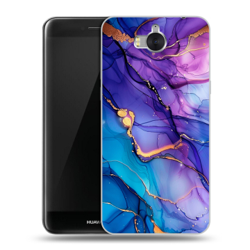 Силиконовый чехол на Huawei Y5 (2017) с принтом синий мрамор