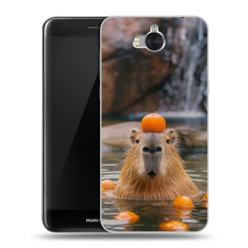 Силиконовый чехол на Huawei Y5 (2017) с принтом Капибара с апельсином Силиконовый чехол на Huawei Y5 (2017) с принтом Капибара с апельсином