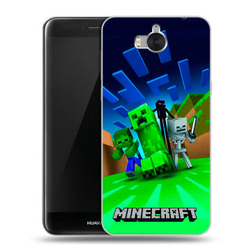 Силиконовый чехол на Huawei Y5 (2017) с принтом Майнкрафт Силиконовый чехол на Huawei Y5 (2017) с принтом Майнкрафт