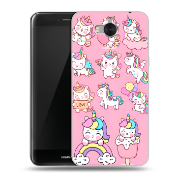 Силиконовый чехол на Huawei Y5 (2017) с принтом Единороги и радуга Силиконовый чехол на Huawei Y5 (2017) с принтом Единороги и радуга
