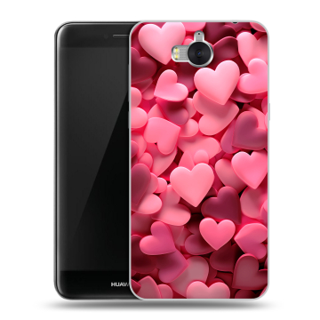 Силиконовый чехол на Huawei Y5 (2017) с принтом розовые сердечки