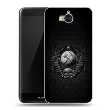 Силиконовый чехол на Huawei Y5 (2017) с принтом Герб Флаг СССР