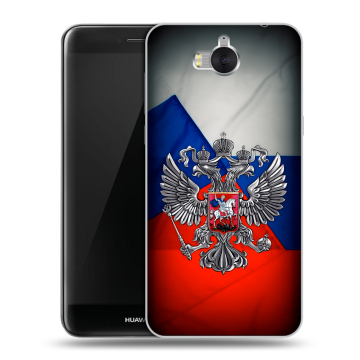 Силиконовый чехол на Huawei Y5 (2017) с принтом Флаг России Силиконовый чехол на Huawei Y5 (2017) с принтом Флаг России