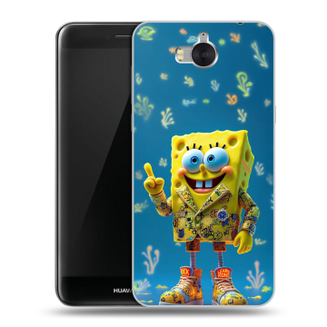 Силиконовый чехол на Huawei Y5 (2017) с принтом Спанч боб Спанчбоб