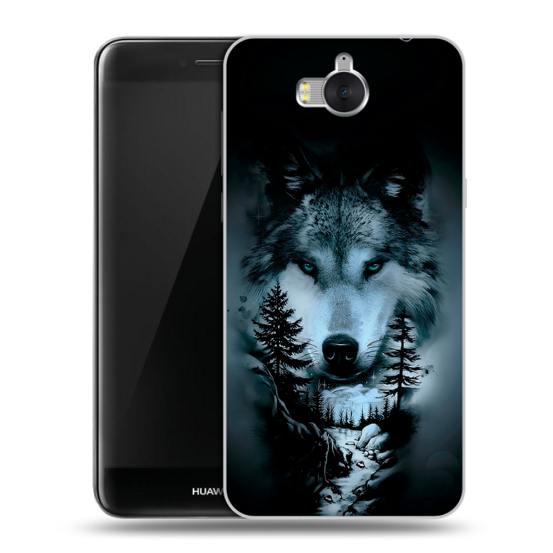 Пластиковый чехол на Huawei Y5 (2017) с принтом Лесной волк Пластиковый чехол на Huawei Y5 (2017) с принтом Лесной волк