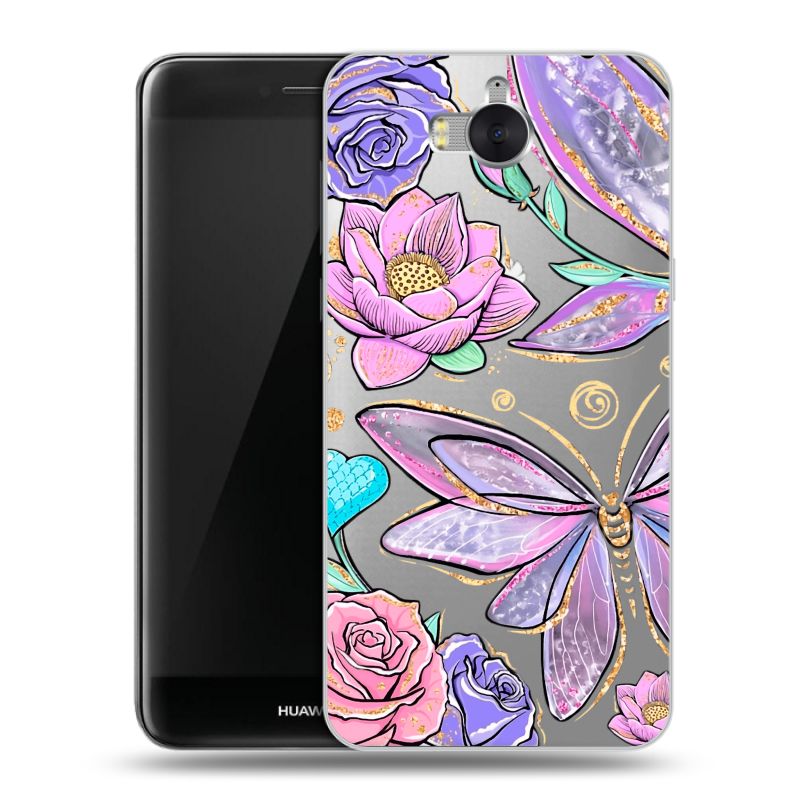 Силиконовый чехол на Huawei Y5 (2017) с принтом Бабочки и цветы Силиконовый чехол на Huawei Y5 (2017) с принтом Бабочки и цветы