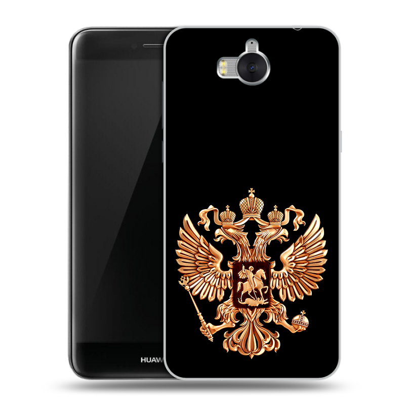 Пластиковый чехол на Huawei Y5 (2017) с принтом Герб России золотой Пластиковый чехол на Huawei Y5 (2017) с принтом Герб России золотой