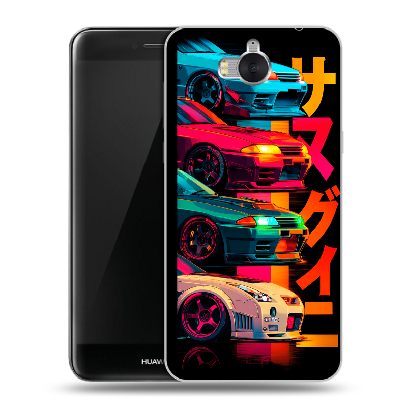 Пластиковый чехол на Huawei Y5 (2017) с принтом Гоночные машины Пластиковый чехол на Huawei Y5 (2017) с принтом Гоночные машины