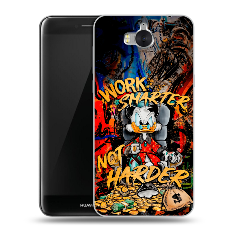 Силиконовый чехол на Huawei Y5 (2017) с принтом Дональд Дак Деньги Силиконовый чехол на Huawei Y5 (2017) с принтом Дональд Дак Деньги