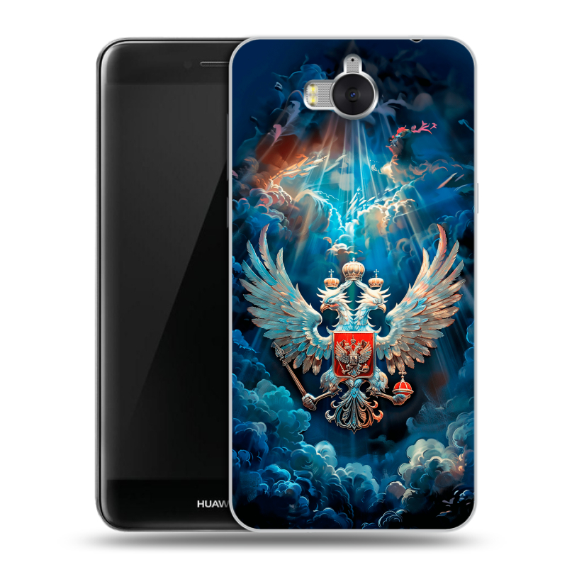 Пластиковый чехол на Huawei Y5 (2017) с принтом Герб флаг России Пластиковый чехол на Huawei Y5 (2017) с принтом Герб флаг России