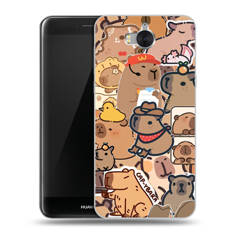 Пластиковый чехол на Huawei Y5 (2017) с принтом капибара Пластиковый чехол на Huawei Y5 (2017) с принтом капибара