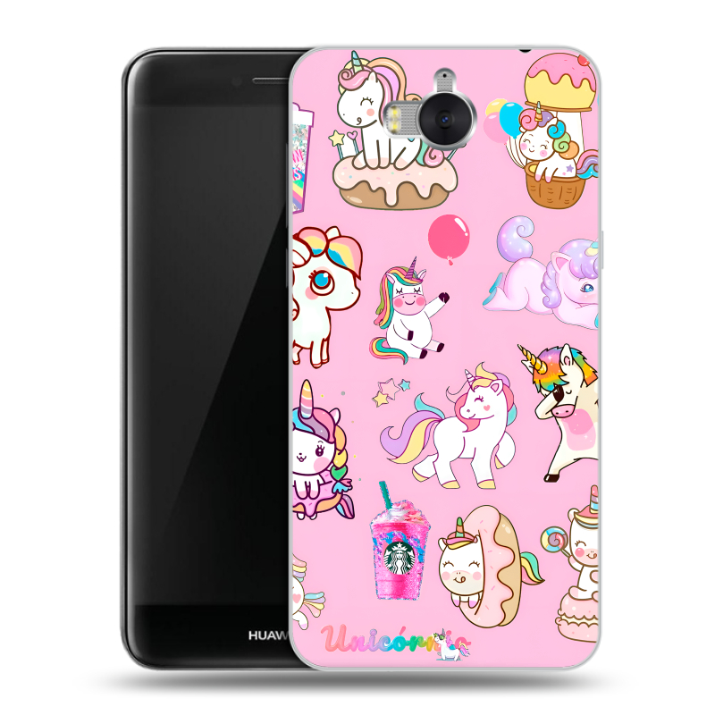 Пластиковый чехол на Huawei Y5 (2017) с принтом розовые единороги Пластиковый чехол на Huawei Y5 (2017) с принтом розовые единороги