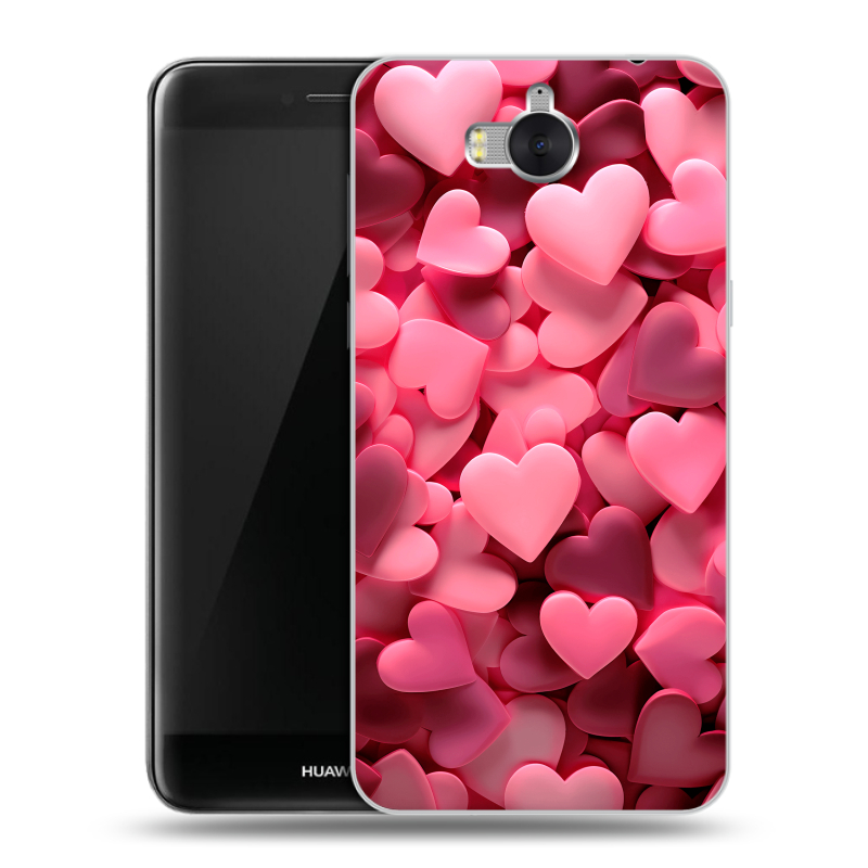 Силиконовый чехол на Huawei Y5 (2017) с принтом розовые сердечки Силиконовый чехол на Huawei Y5 (2017) с принтом розовые сердечки
