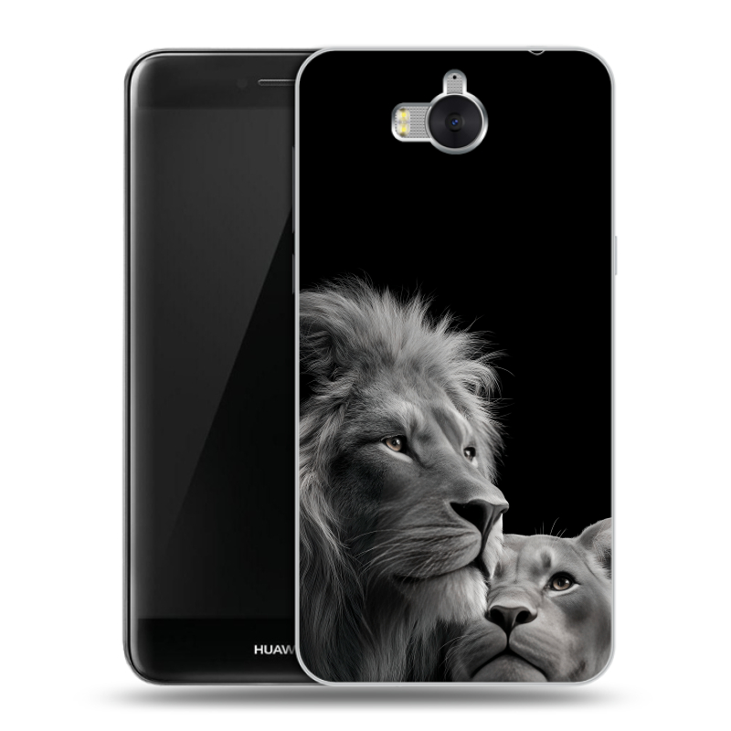 Силиконовый чехол на Huawei Y5 (2017) с принтом Лев кошки Силиконовый чехол на Huawei Y5 (2017) с принтом Лев кошки