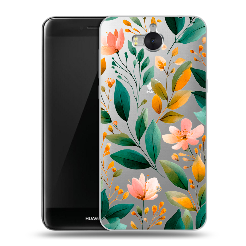 Силиконовый чехол на Huawei Y5 (2017) с принтом Цветы паттерн Силиконовый чехол на Huawei Y5 (2017) с принтом Цветы паттерн