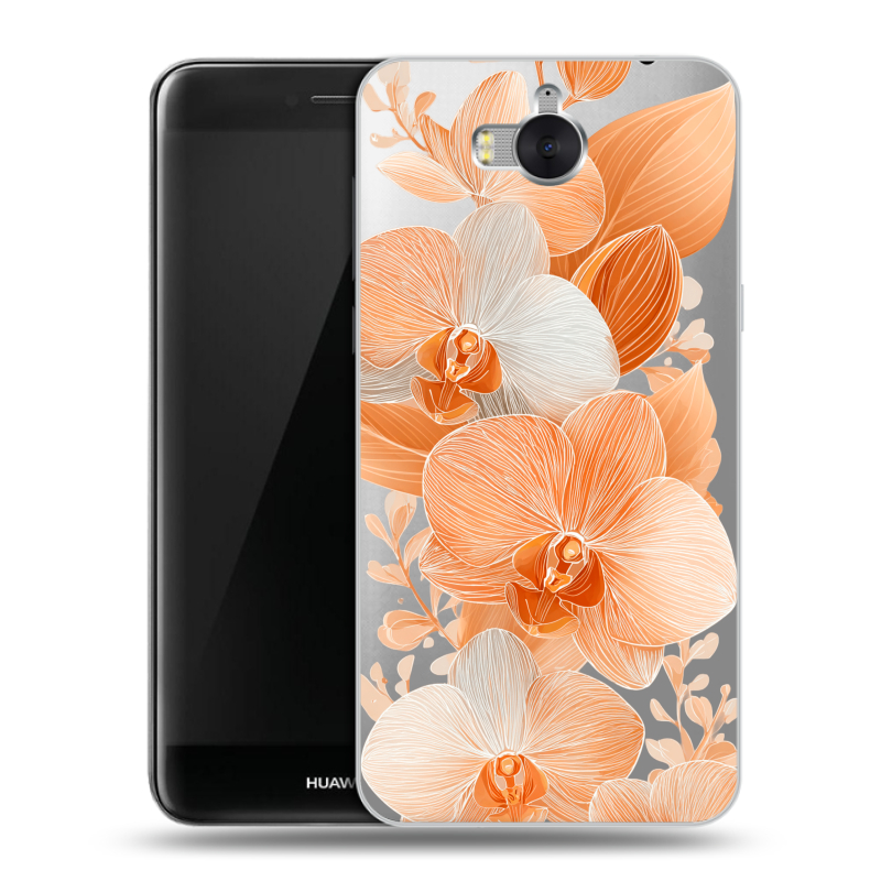 Силиконовый чехол на Huawei Y5 (2017) с принтом Бежевые цветы Силиконовый чехол на Huawei Y5 (2017) с принтом Бежевые цветы