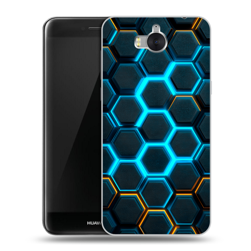 Силиконовый чехол на Huawei Y5 (2017) с принтом Неоновые соты Силиконовый чехол на Huawei Y5 (2017) с принтом Неоновые соты