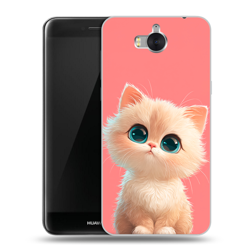 Пластиковый чехол на Huawei Y5 (2017) с принтом Розовый котенок Пластиковый чехол на Huawei Y5 (2017) с принтом Розовый котенок