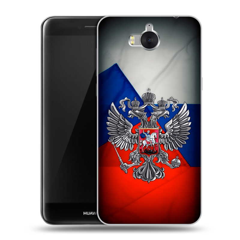 Пластиковый чехол на Huawei Y5 (2017) с принтом Флаг России Пластиковый чехол на Huawei Y5 (2017) с принтом Флаг России