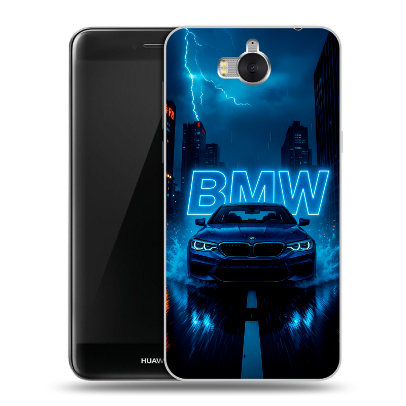 Пластиковый чехол на Huawei Y5 (2017) с принтом BMW БМВ Пластиковый чехол на Huawei Y5 (2017) с принтом BMW БМВ