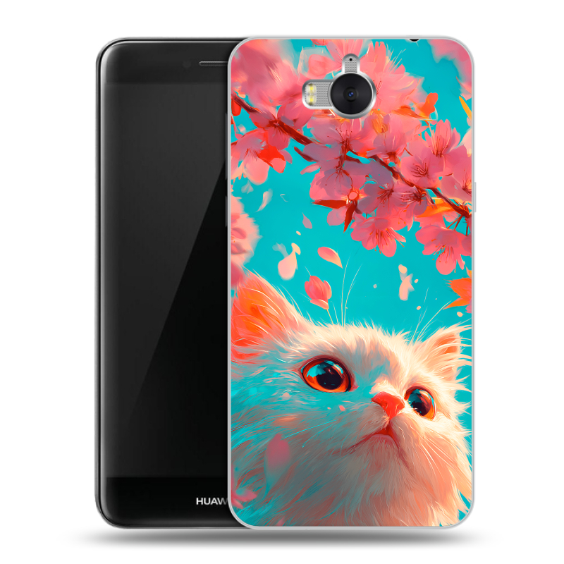 Силиконовый чехол на Huawei Y5 (2017) с принтом Красивый кот Силиконовый чехол на Huawei Y5 (2017) с принтом Красивый кот
