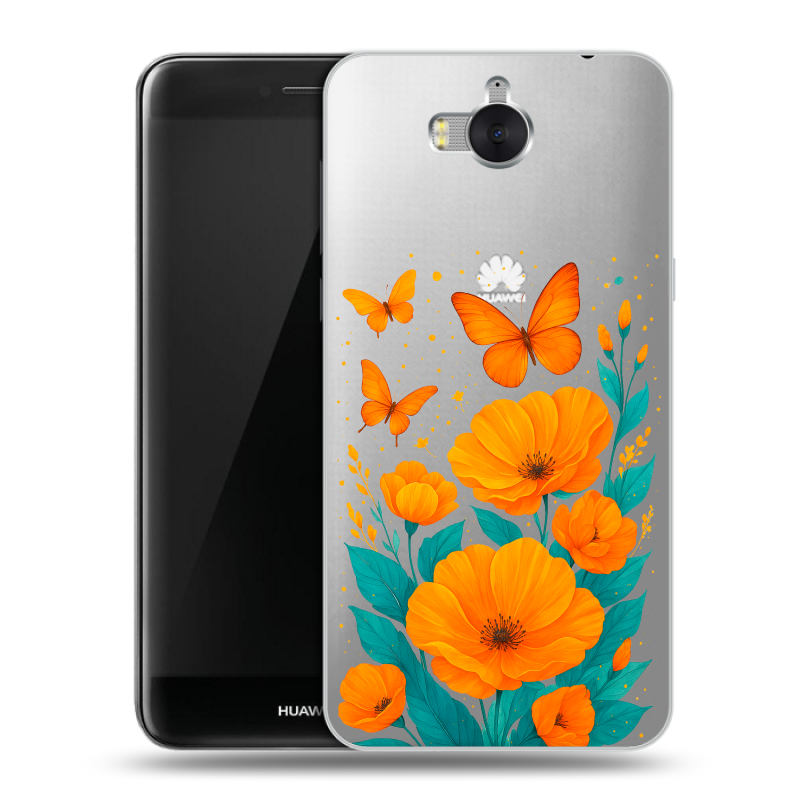 Пластиковый чехол на Huawei Y5 (2017) с принтом цветы бабочки Пластиковый чехол на Huawei Y5 (2017) с принтом цветы бабочки