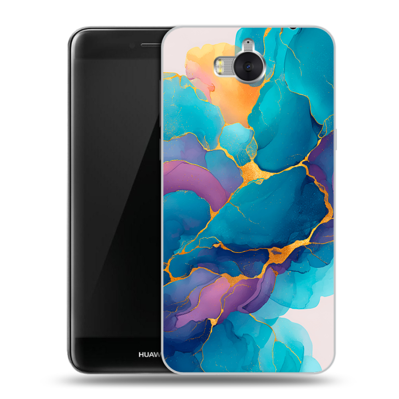 Силиконовый чехол на Huawei Y5 (2017) с принтом Мрамор блестки Силиконовый чехол на Huawei Y5 (2017) с принтом Мрамор блестки