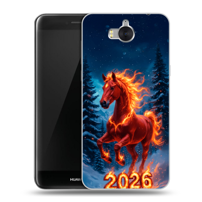Силиконовый чехол на Huawei Y5 (2017) с принтом Новый год коня Силиконовый чехол на Huawei Y5 (2017) с принтом Новый год коня