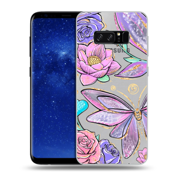 Силиконовый чехол на Samsung Galaxy Note 8 с принтом Бабочки и цветы Силиконовый чехол на Samsung Galaxy Note 8 с принтом Бабочки и цветы