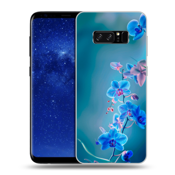 Силиконовый чехол на Samsung Galaxy Note 8 с принтом Голубые цветы