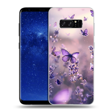 Силиконовый чехол на Samsung Galaxy Note 8 с принтом бабочки и лаванда