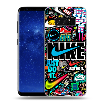 Силиконовый чехол на Samsung Galaxy Note 8 с принтом найк nike черный