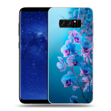 Силиконовый чехол на Samsung Galaxy Note 8 с принтом голубые орхидеи Силиконовый чехол на Samsung Galaxy Note 8 с принтом голубые орхидеи