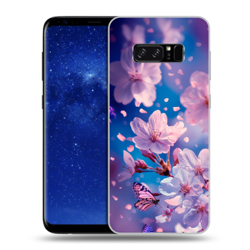 Силиконовый чехол на Samsung Galaxy Note 8 с принтом цветы бабочки Силиконовый чехол на Samsung Galaxy Note 8 с принтом цветы бабочки