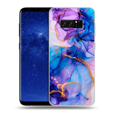 Силиконовый чехол на Samsung Galaxy Note 8 с принтом синий мрамор