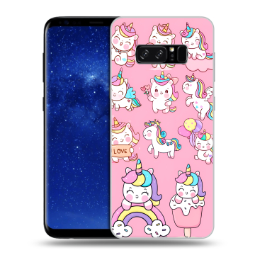 Силиконовый чехол на Samsung Galaxy Note 8 с принтом Единороги и радуга Силиконовый чехол на Samsung Galaxy Note 8 с принтом Единороги и радуга